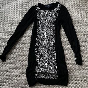 French connection  Black and White Long Sleeve Dress